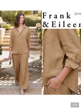 FRANK & EILEEN Tuscany Getaway Linen Set Tan Size medium